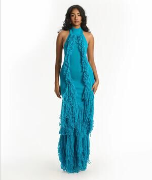 Hanifa Mina Tassel Knit Grown Ocean Blue Small